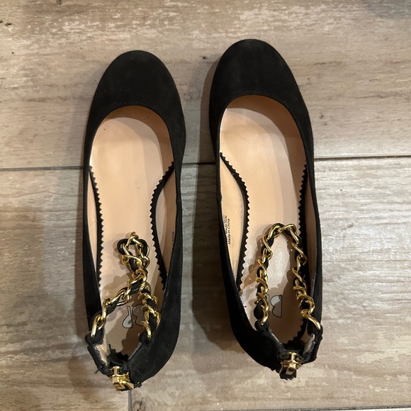 BP Black Suede Chain Strap Heels - Picture 2 of 7